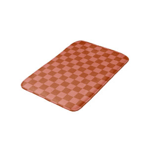 Rust and Terracotta Chequerboard Bath Mat