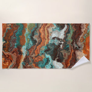 Rust and Turquoise Abstract Beach Towel