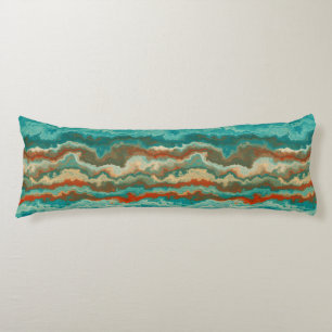 Rust and Turquoise Abstract Body Pillow