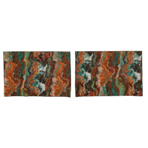 Rust and Turquoise Abstract Pillowcase