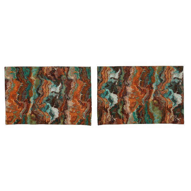 Rust and Turquoise Abstract Pillowcase (Front-Set)