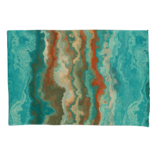 Rust and Turquoise Abstract Pillowcase
