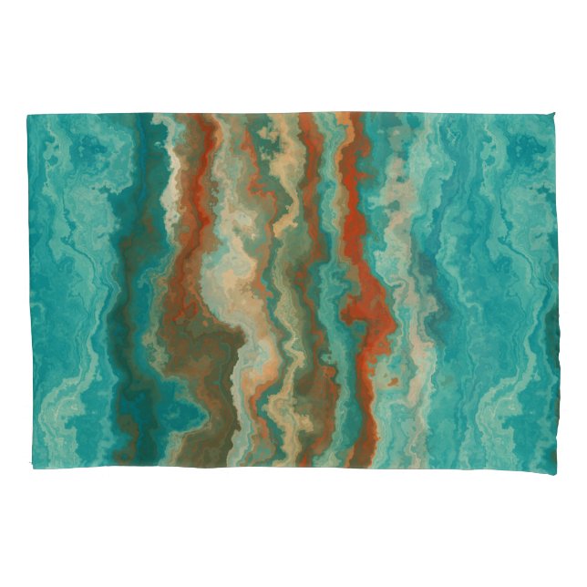 Rust and Turquoise Abstract Pillowcase (Front)
