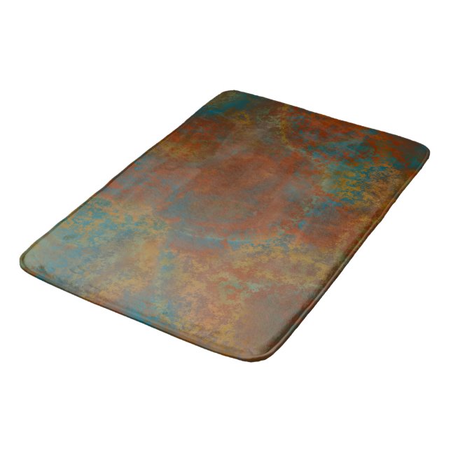 Rust and Turquoise Marble abstract 4 Bath Mat (Angled)