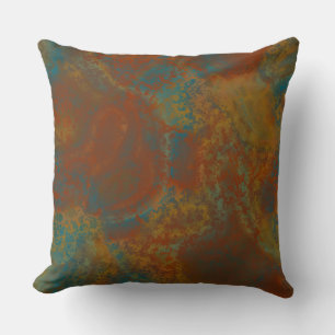 Rust and Turquoise Marble abstract 4 Throw Pillow