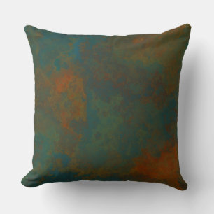 Rust and Turquoise Marble abstract 4 Throw Pillow