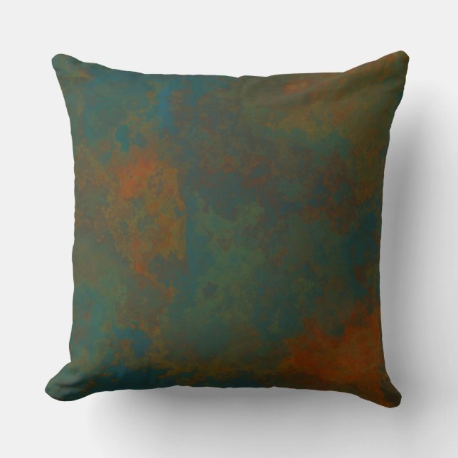 Rust and Turquoise Marble abstract 4 Throw Pillow (Front)