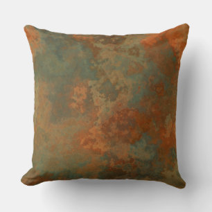 Rust and Turquoise Marble abstract 5 Throw Pillow