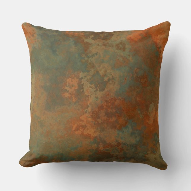 Rust and Turquoise Marble abstract 5 Throw Pillow (Front)