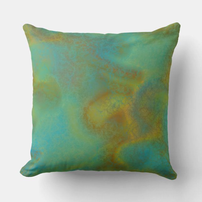 Rust and Turquoise Marble abstract 6 Throw Pillow (Front)