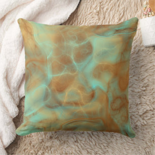Rust and turquoise Marble abstract Throw Pillow