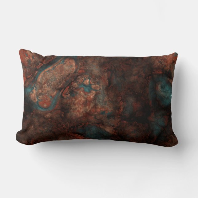 Rust and turquoise stone  lumbar pillow (Front)