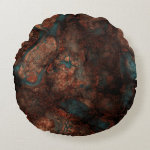 Rust and turquoise stone round pillow