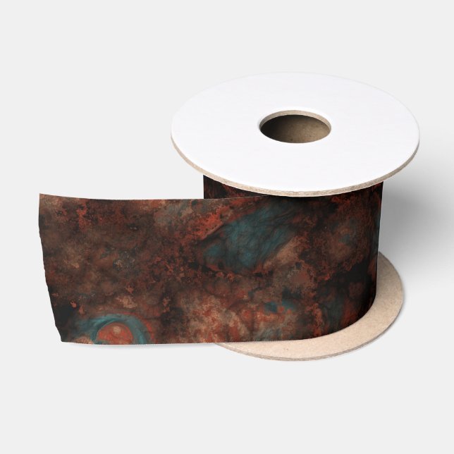 Rust and turquoise stone  satin ribbon (Spool)