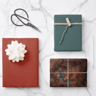 Rust and turquoise stone wrapping paper sheet
