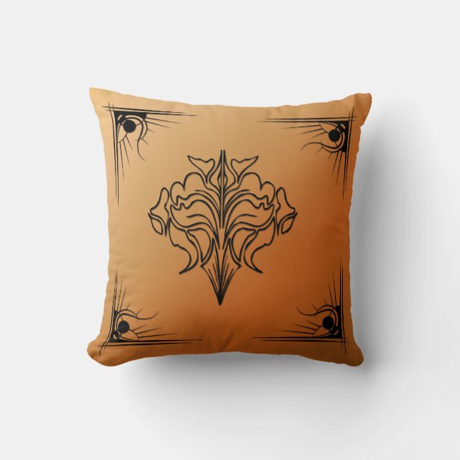 Rust Art Deco Throw Pillow (Front)