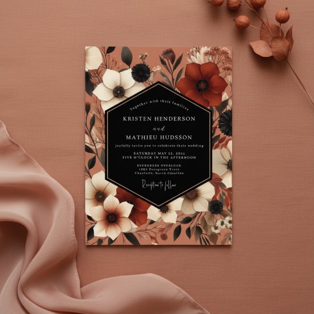 Rust Autumnal Bloom Wedding Invitation (Creator Uploaded)