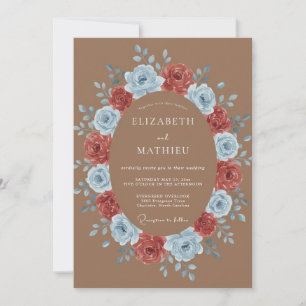 Rust Azure Wreath Wedding Invitation