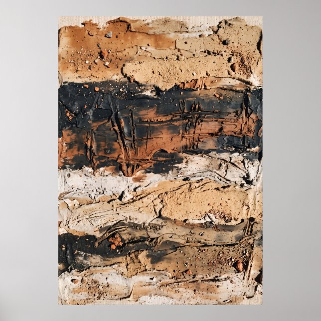 Rust Black Textured Abstract Poster (Front)