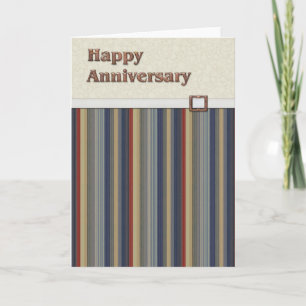Rust & Blue Stripes with Copper Buckle Anniversary Card