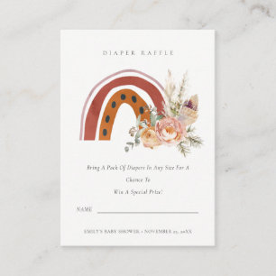 Rust Boho Floral Rainbow Diaper Raffle Baby Shower Enclosure Card