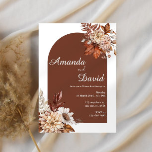 Rust Boho Floral Wedding Invitation