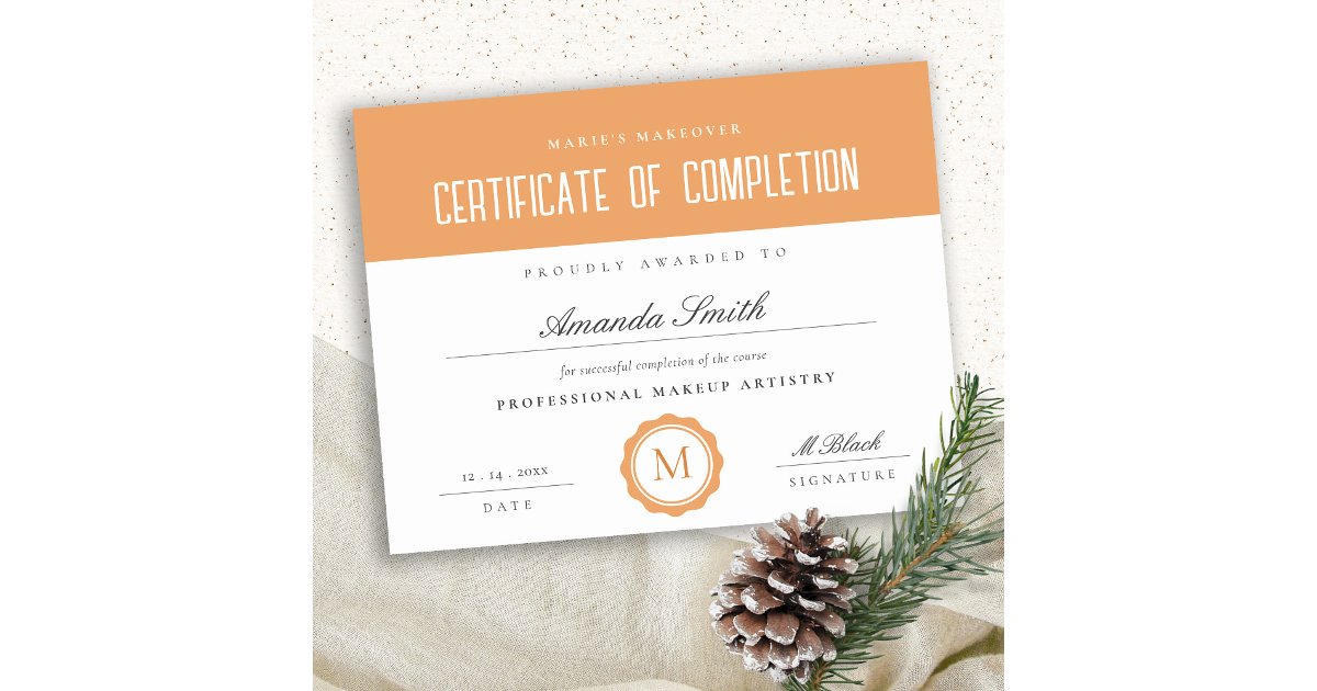 Rust Boho Minimal Certificate of Completion Award | Zazzle