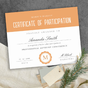 Rust Boho Minimal Certificate of Participation