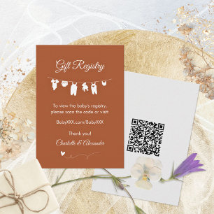 Rust Boho Minimalist Baby Shower Gift Registry Enclosure Card