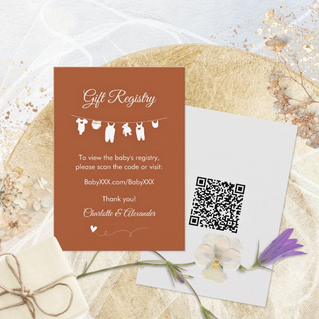 Rust Boho Minimalist Baby Shower Gift Registry Enclosure Card (Rust Boho Minimalist Baby Shower Gift Registry Enclosure Card ©Susanne Sachers - Sunny Mind 🌞)