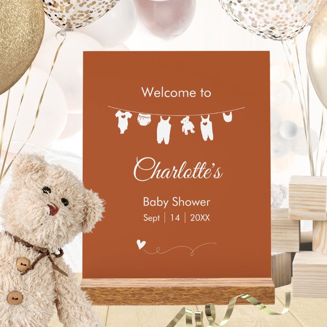 Rust Boho Minimalist Gender Neutral Baby Shower Acrylic Sign (Rust Boho Minimalist Gender Neutral Baby Shower Acrylic Sign ©Susanne Sachers - Sunny Mind 🌞)