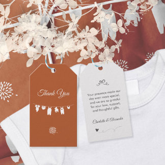 Rust Boho Minimalist Gender Neutral Baby Shower Gift Tags