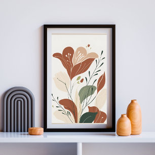 Rust Botanical Serenity I – Contemporary Abstract Poster