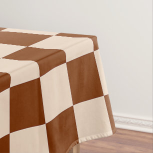 Rust brown and beige chequerboard pattern tablecloth