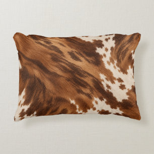 Rust Brown Brindle Cowhide Accent Pillow