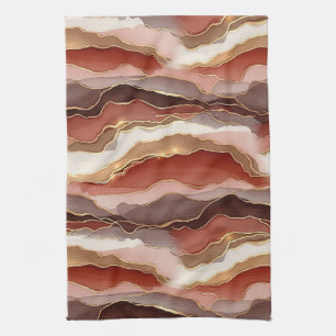 Rust Brown Gold Marble Contemporary Kitchen Towel