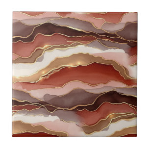 Rust Brown Gold Marble Contemporary Tile