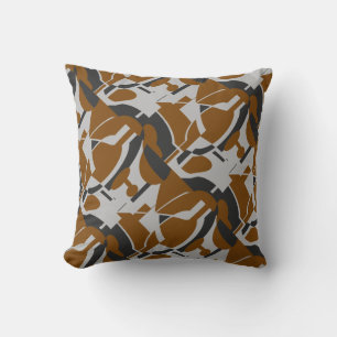 Rust Brown Grey Black Diagonal Art Print Throw Pillow