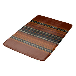 Rust Brown Modern Stripes   Bath Mat