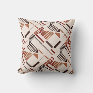 Rust Brown Tan Beige Diagonal Abstract Large Tiles Throw Pillow