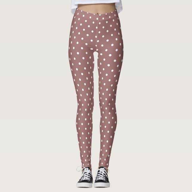 Rust Brown Women's Polka Dot Leggings (Front)