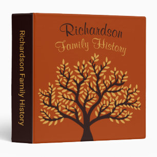 Rust Brown Yellow Leaf Family History Genealogy Binder