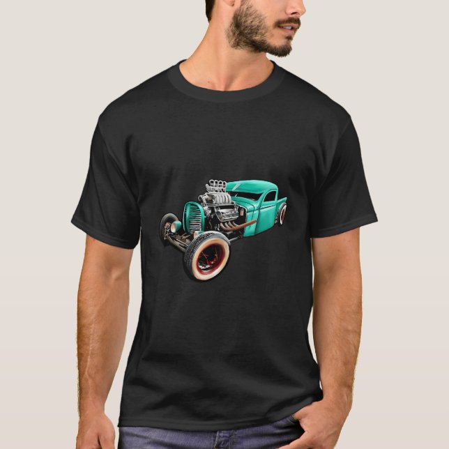 Rust Bucket Outline Funny Hot Retro Rod Diesel Car T-Shirt (Front)