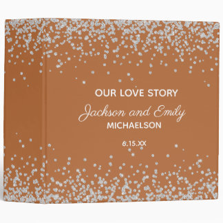 Rust Burnt Orange Silver Glitter Wedding Scrapbook Binder