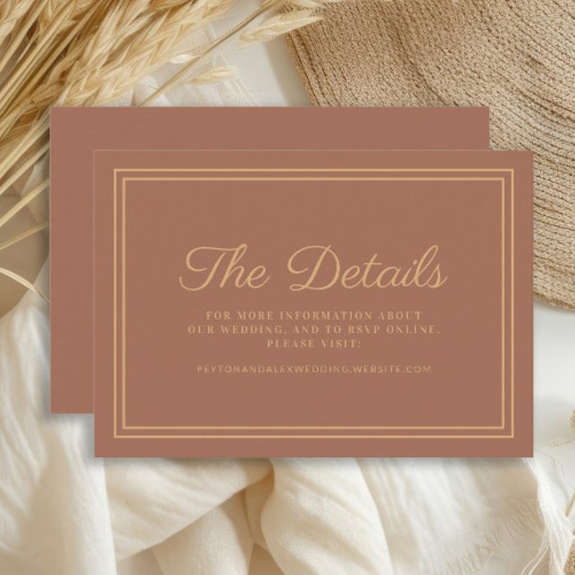 Rust Burnt Orange Wedding Details  Enclosure Card (Terracotta/burnt orange wedding details card)