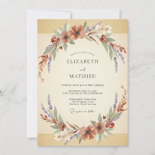 Rust Champagne Wreath Wedding Invitation