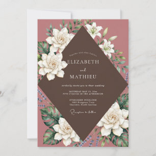 Rust Chocolate Lily Wedding Invitation