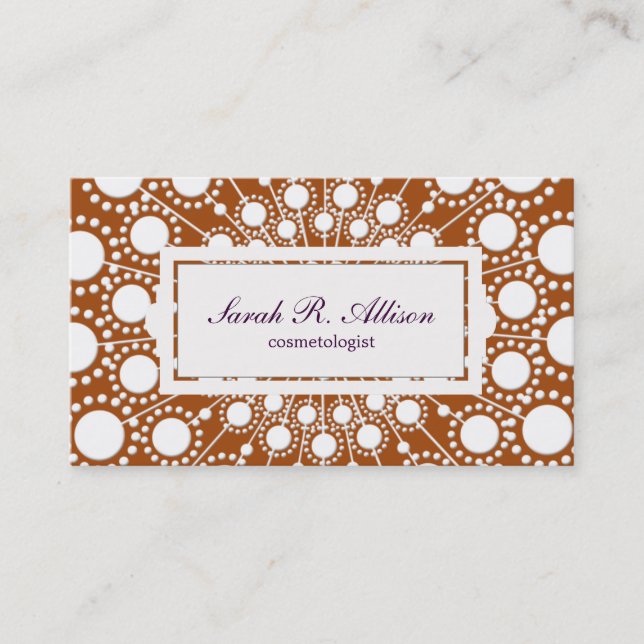 Rust Circle Pattern Beauty Salon Business Card (Front)