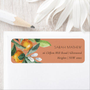 Rust Citrus Orange Botanical Boho Address
