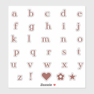 Rust Color Lower Case Text Letters Alphabet Heart